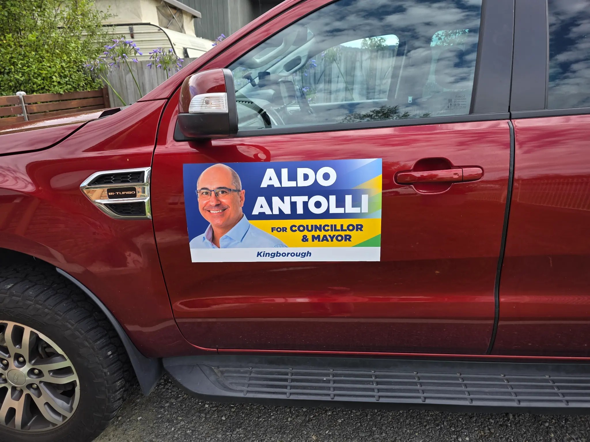 Aldo Antolli for Councillor and Mayor car door magnet