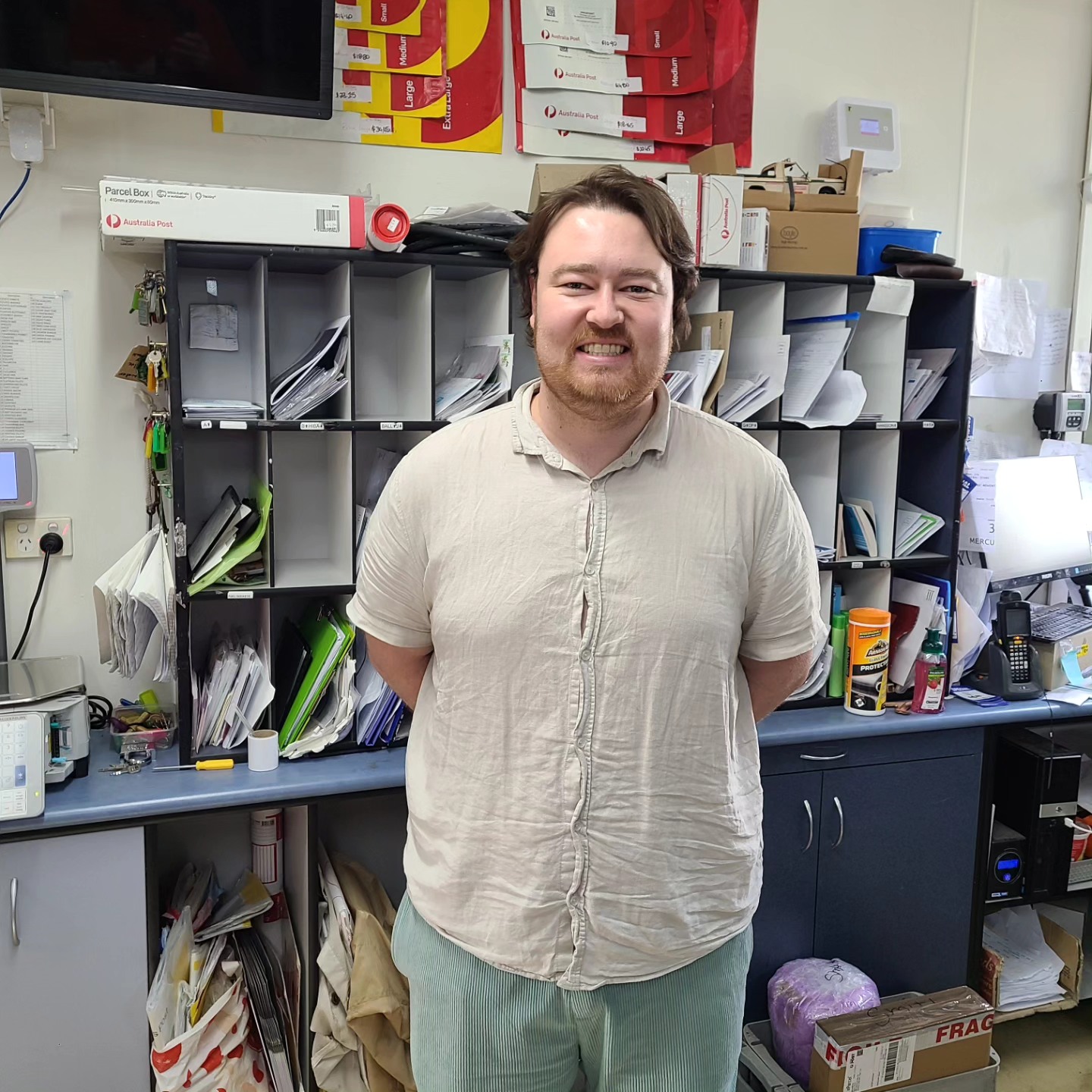 Aldo visiting local business in Kingborough