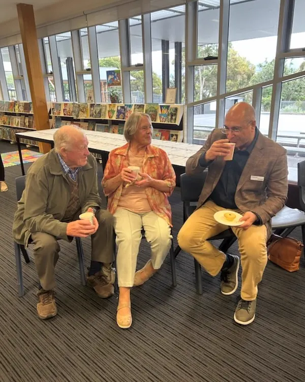 Aldo chatting with residents at the local library